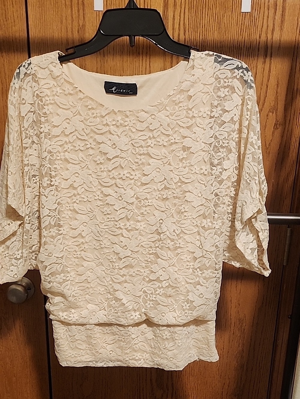 Avenue Cream Lace Overlay Blouse